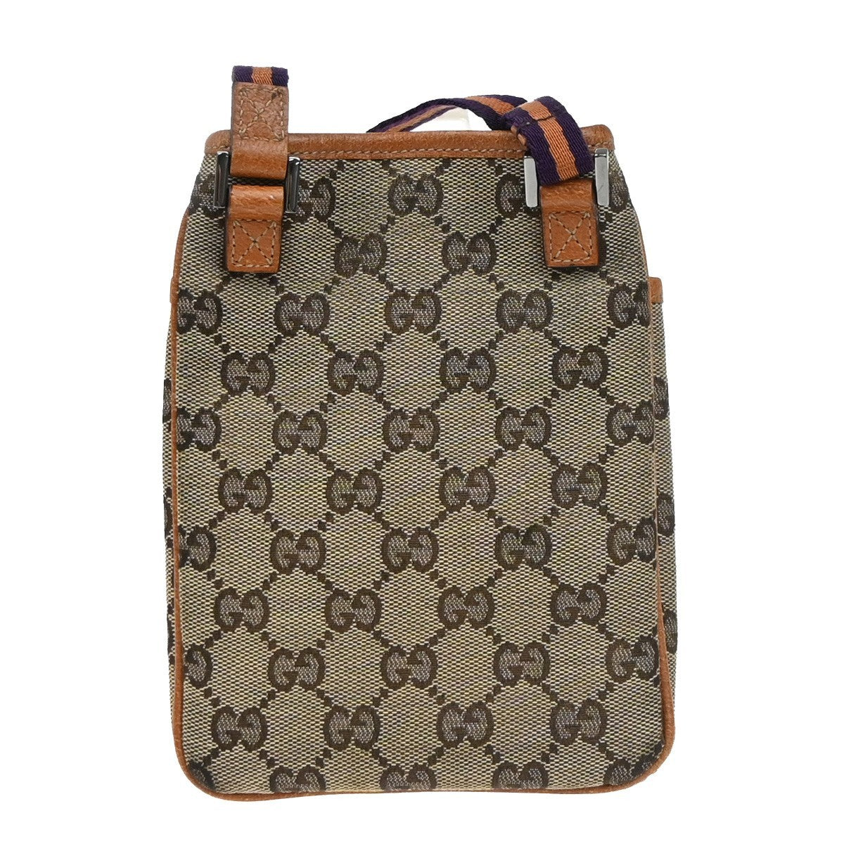 GUCCI Logo GG Pattern Mini Shoulder Bag Canvas Leather Brown 65KP329