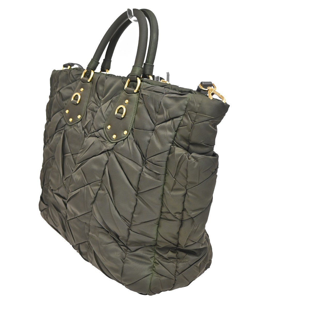 PRADA  Logo Tessuto 2-Way Hand Tote Soulder Bag Nylon Green Khaki GHW 76TA159