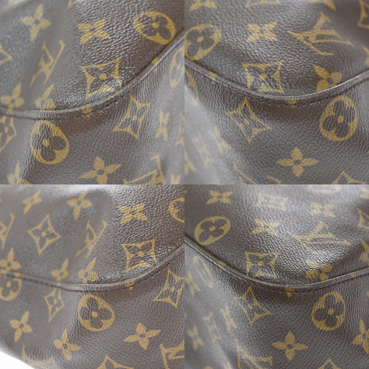 LOUIS VUITTON Logo Looping GM Shoulder Bag Monogram Leather Brown M51145 96KP403