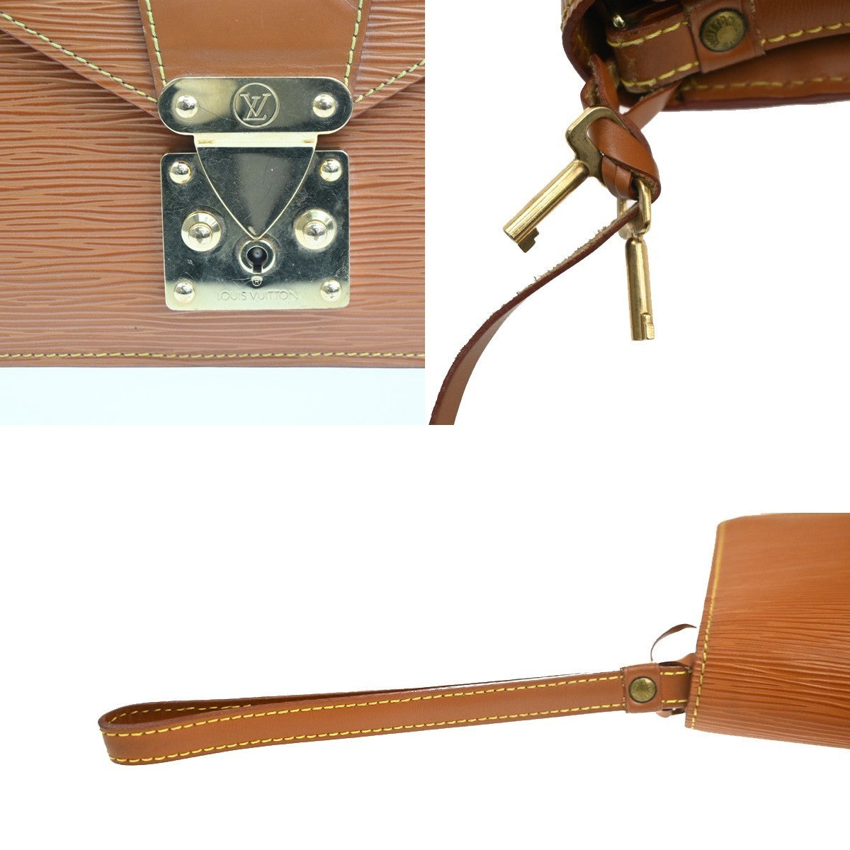 LOUIS VUITTON Sellier Dragonne Clutch Hand Bag Epi Leather Gold M52618 66MA155