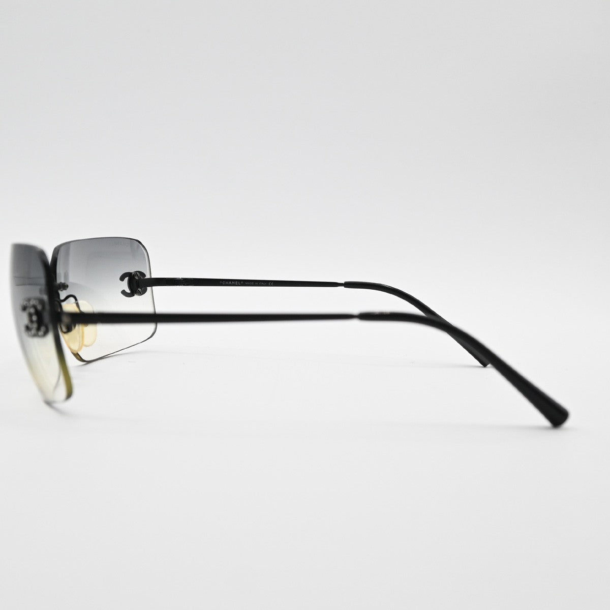 CHANEL CC Logo Rhine Stone Sunglasses Eye Were 4017-D Plastic Metal BK 67RL857