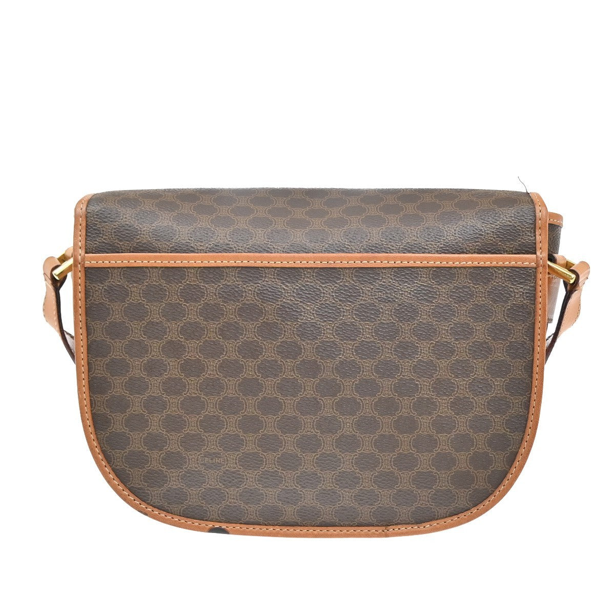 CELINE Logo Macadam Pattern Shoulder Bag PVC Leather Brown GHW Italy 35CA072