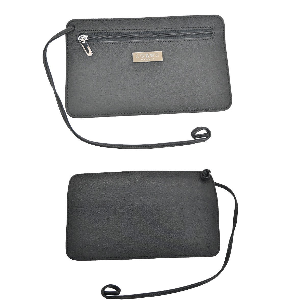 LOEWE Logo Repeat Anagram Crossbody Shoulder Bag PVC Leather Black 32EG246