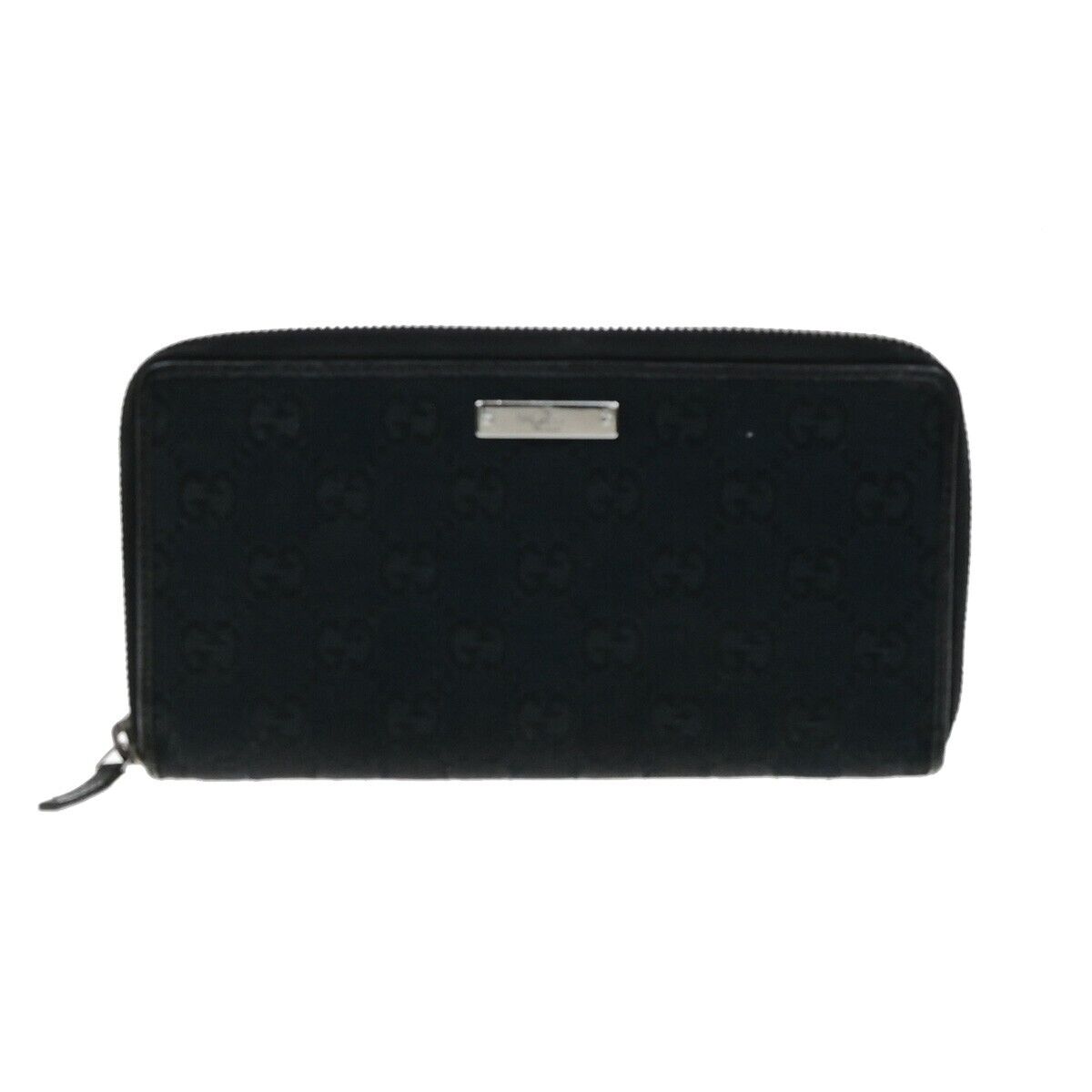 GUCCI Logo GG Pattern Zip Aroung Long Wallet Canvas Leather Black 62ED988