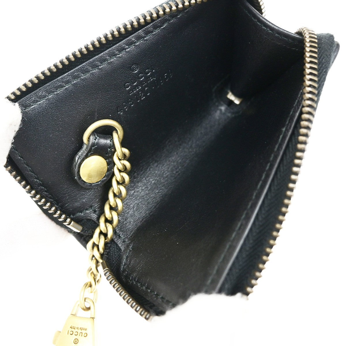 GUCCI GG Logo Marmont Key Pouch Case Leather Black Italy GHW 81YJ251