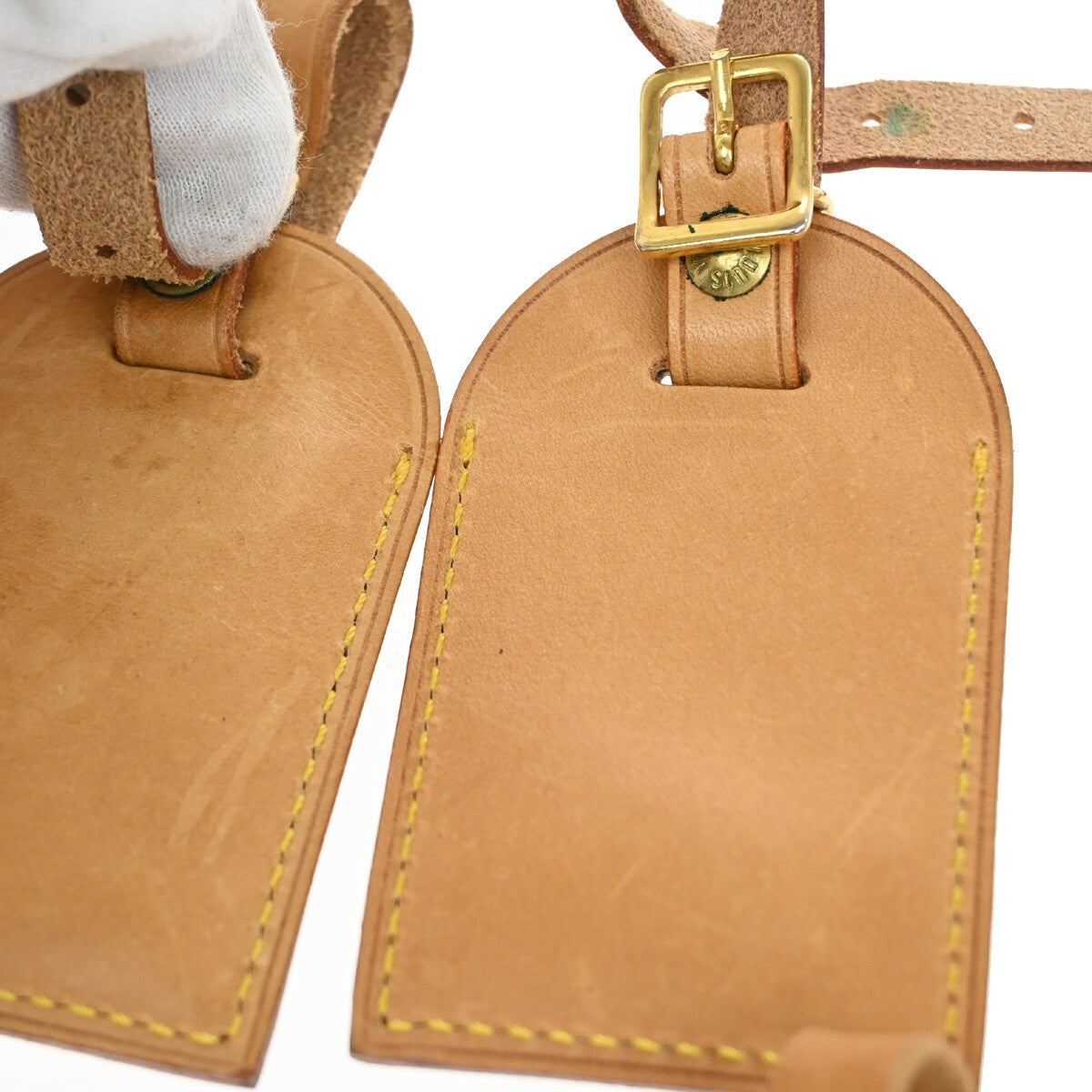 LOUIS VUITTON Logo 20 Set Name Luggage Tag Leather Brown Bag Accessory 04EE328