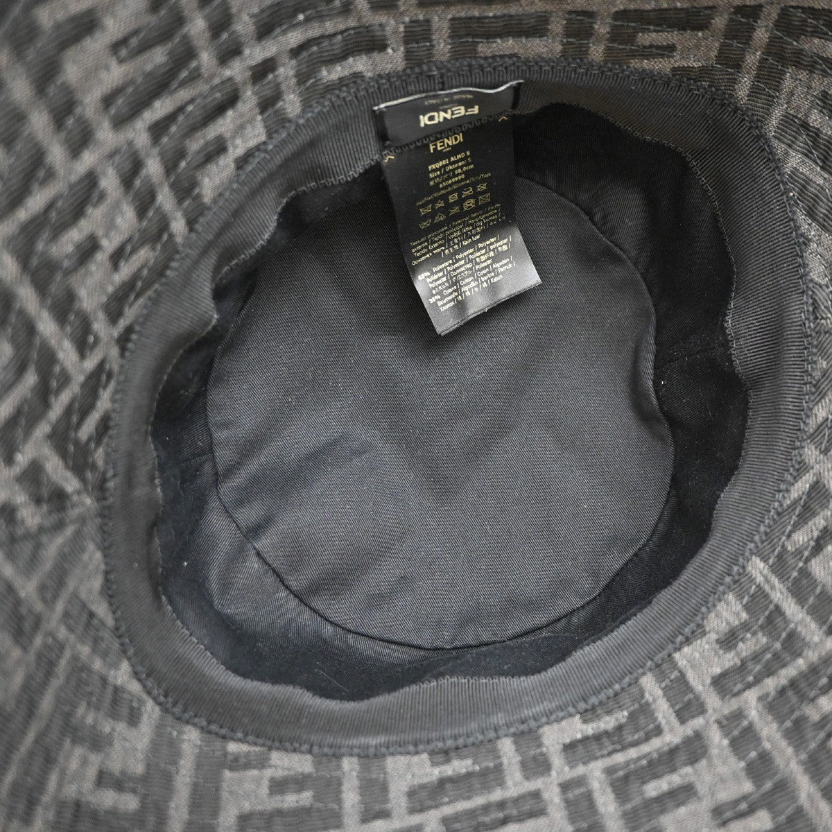 FENDI Logo Zucca Pattern Bucket Hat Size S Cotton Polyester Black 82RP009