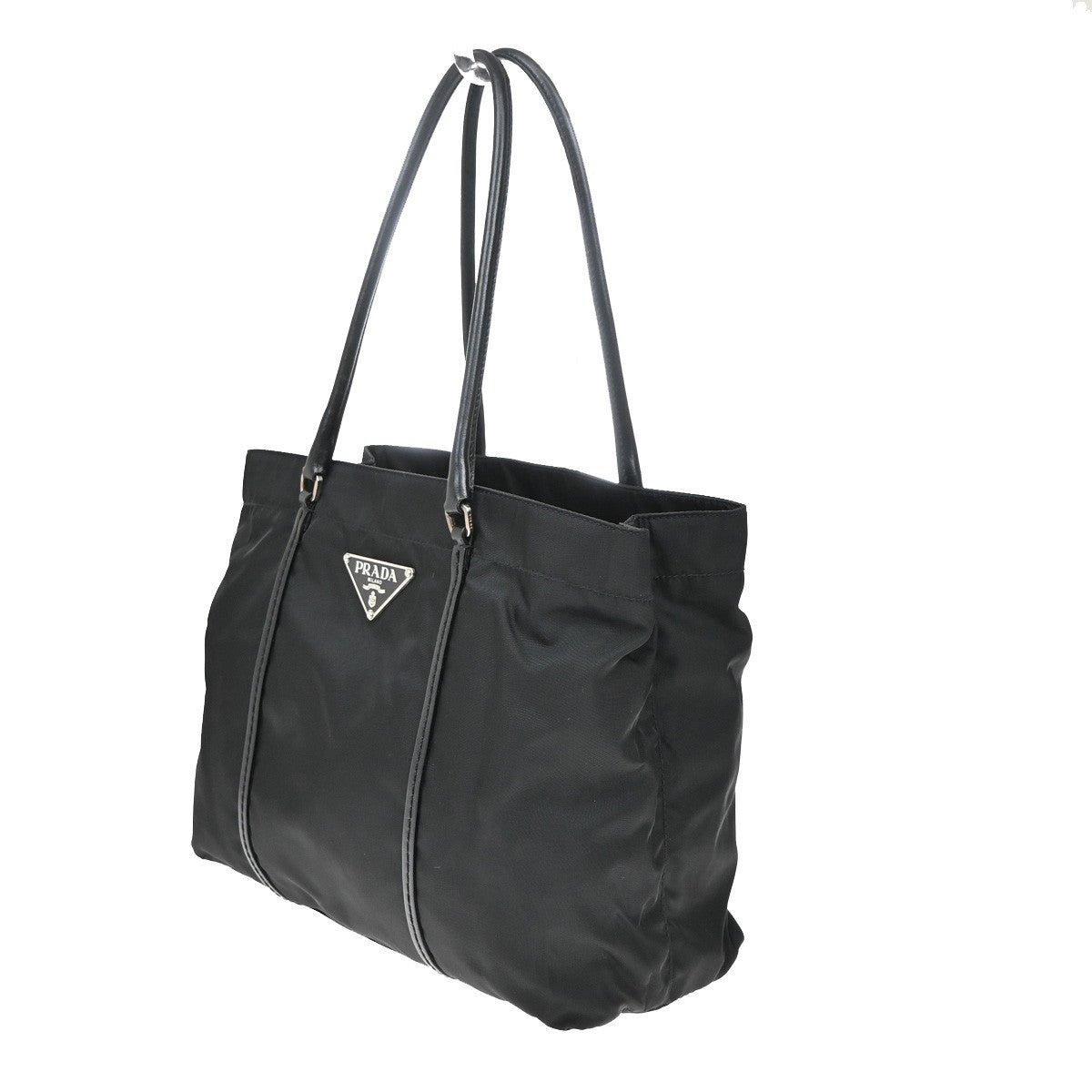 PRADA MILANO Logo Tessuto Shoulder Tote Bag Nylon Leather Black Nero 80KB461