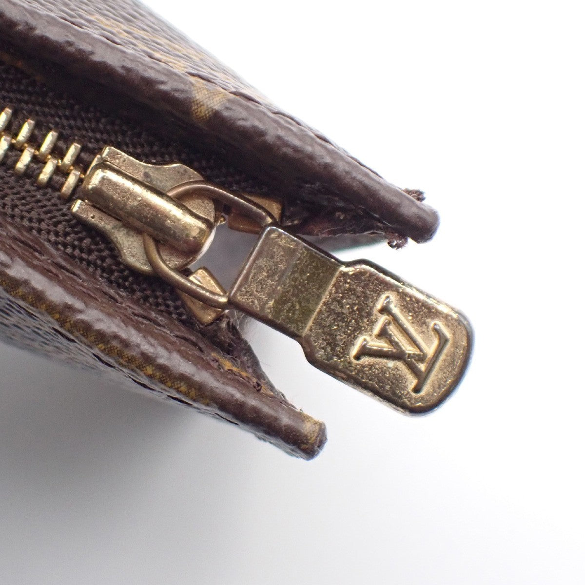 LOUIS VUITTON Logo BUCKET GM Pouch Bag Monogram Leather Brown France 04KC575