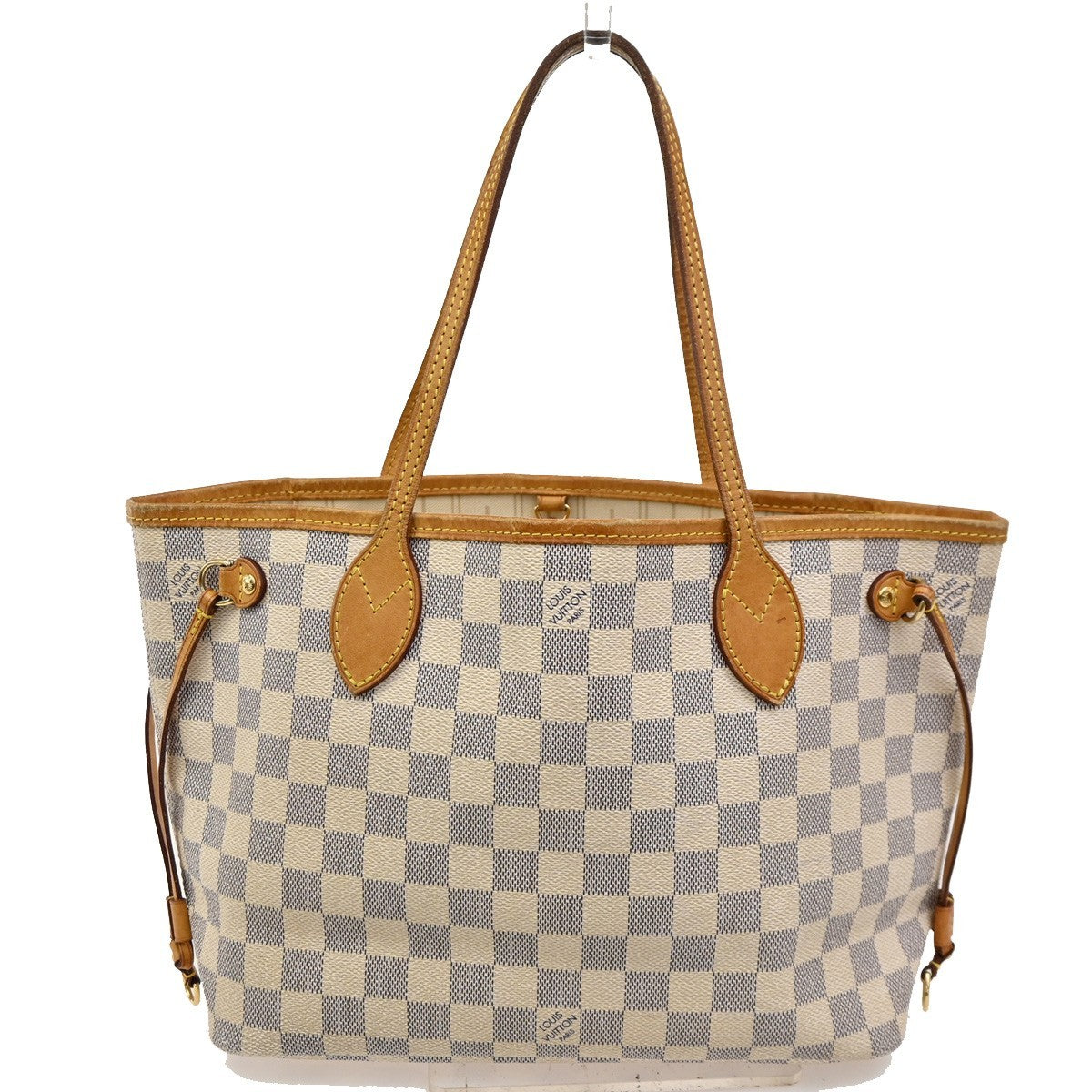 LOUIS VUITTON Neverfull PM Shoulder Tote Bag Damier Azur Leather N51110 93TA255