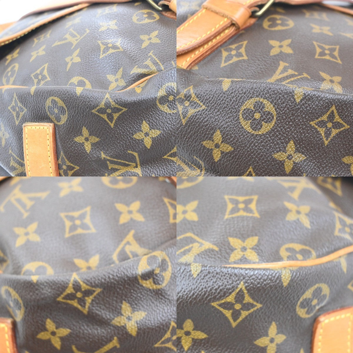 LOUIS VUITTON Logo Saumur 43 Shoulder Bag Monogram Leather Brown M42252 11MA176