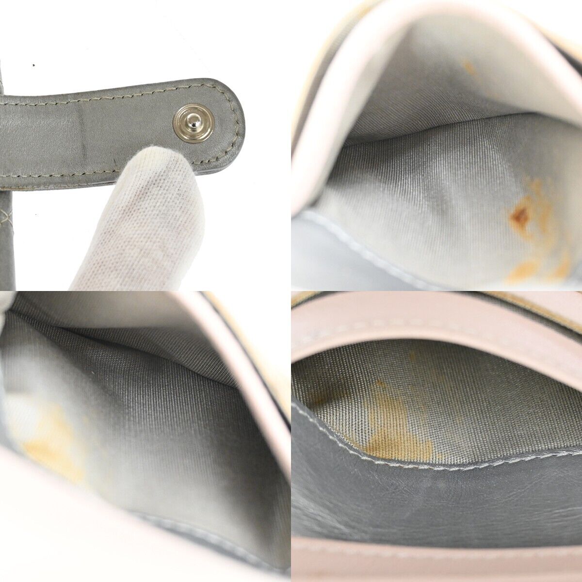 CHANEL CC Logo Matelasse Bifold Wallet Purse Leather Silver SHW Italy  04HB384