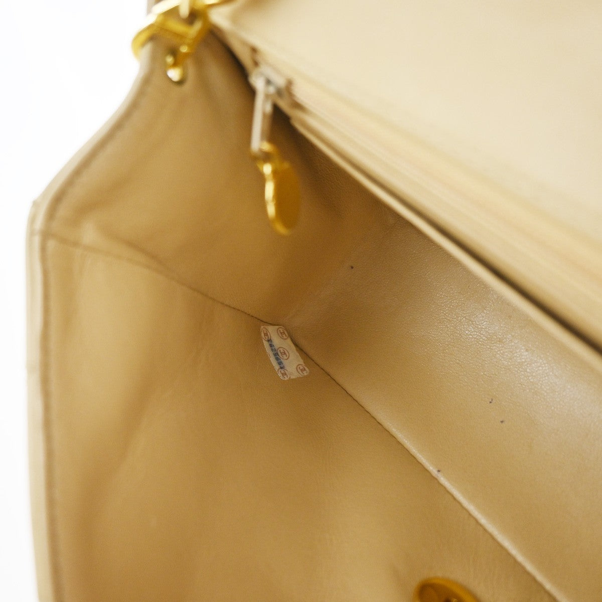 CHANEL CC Diana Matelasse 22 Chain Shoulder Bag Leather Beige Vintage 850RP130