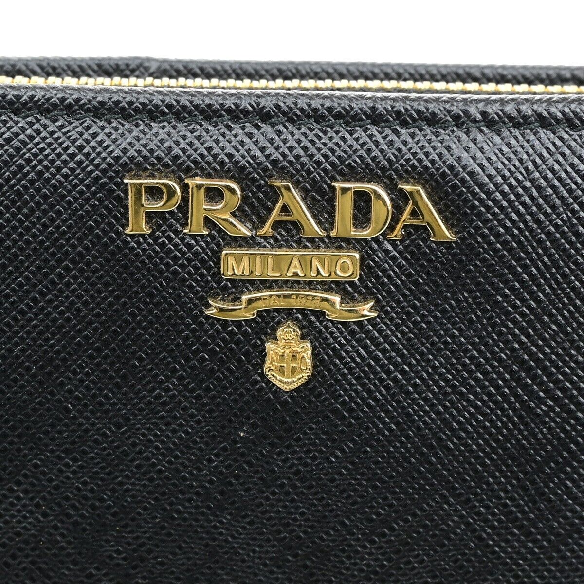 PRADA MILANO Bifold Long Wallet Saffiano Multicolor Leather Black Gold 35RK903