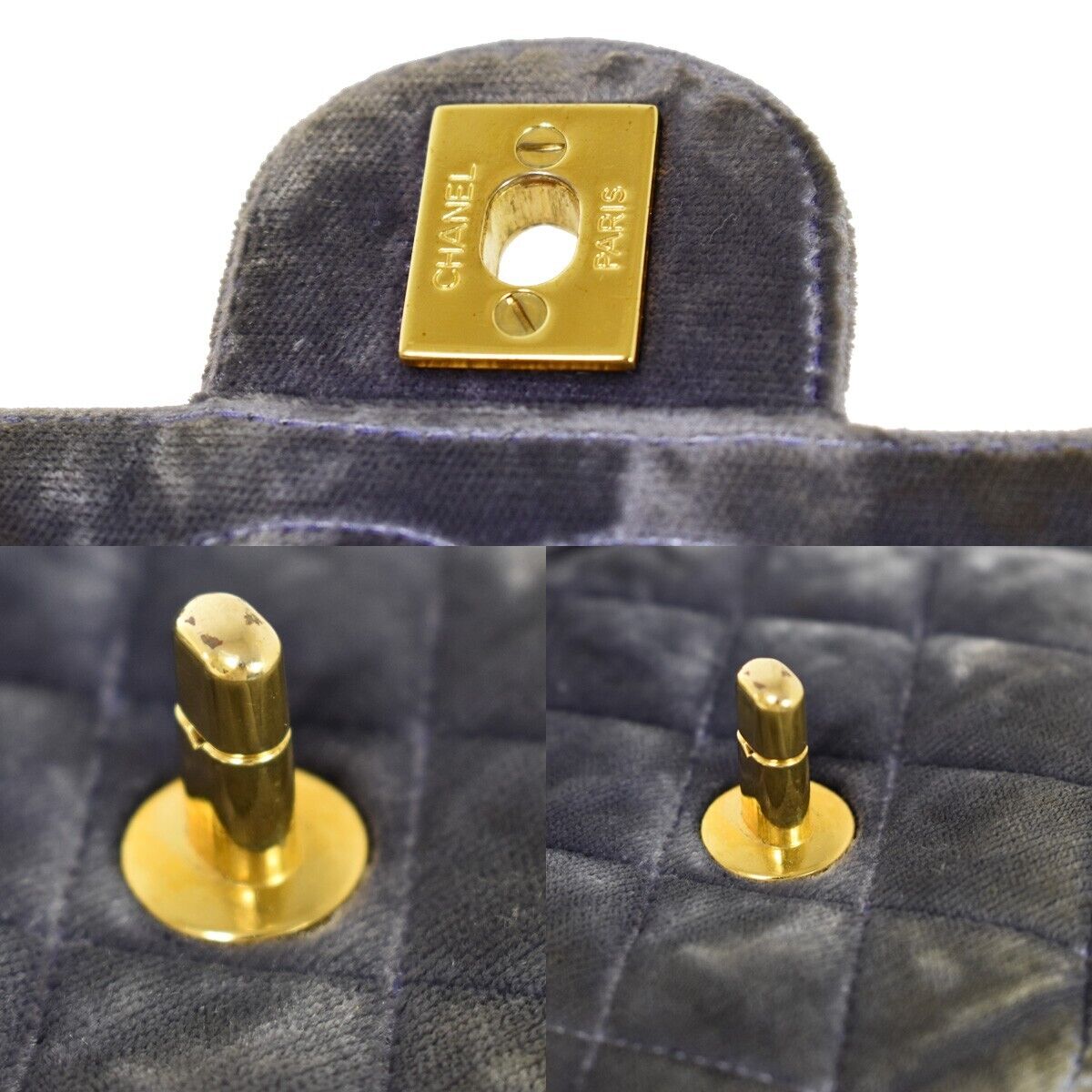 CHANEL CC Mini Matelasse Chain Shoulder Bag Velour Purple GHW Vintage 41FA170