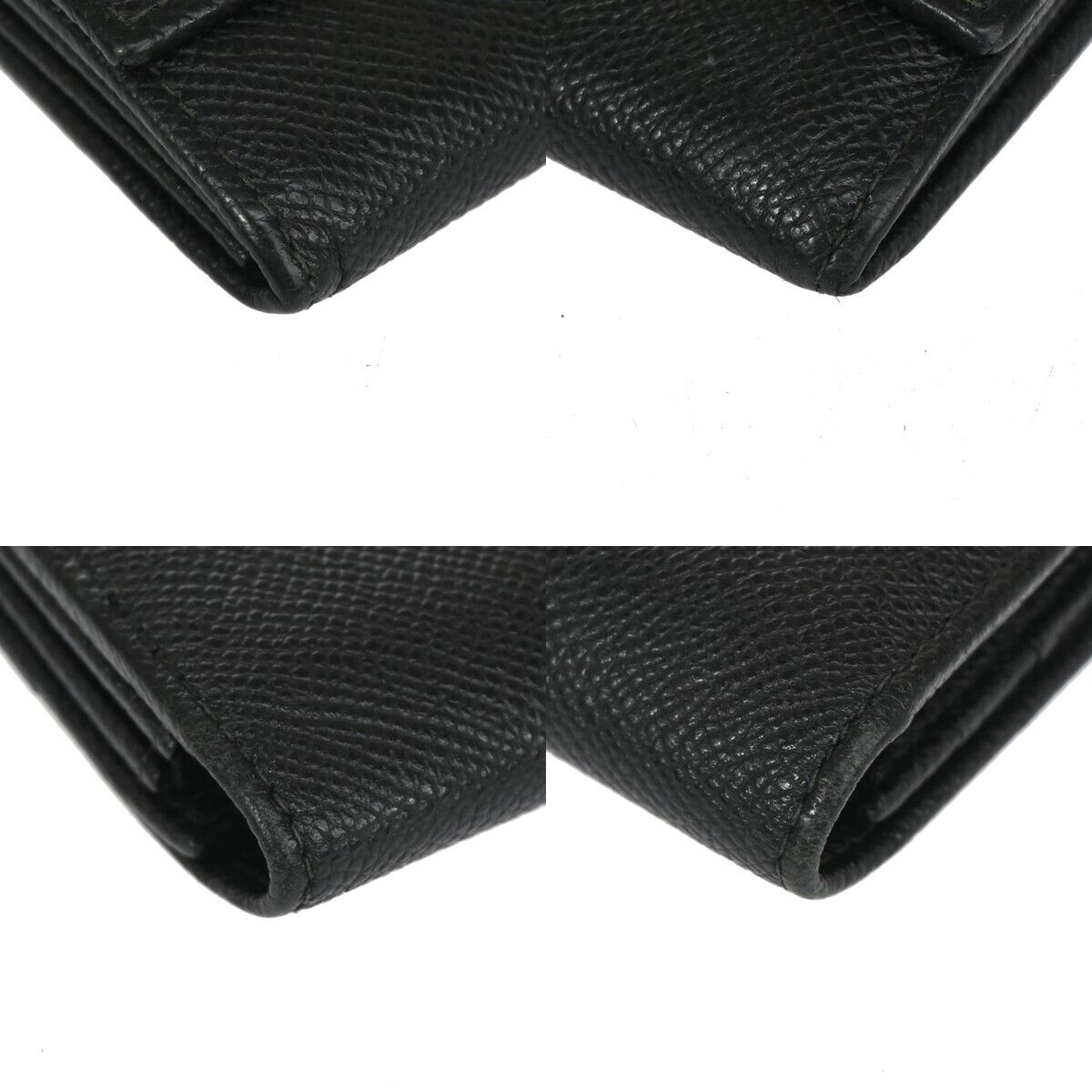 BVLGARI BVLGARI Logo Long Bifold Wallet Purse Leather Black Silver Italy 07ED474