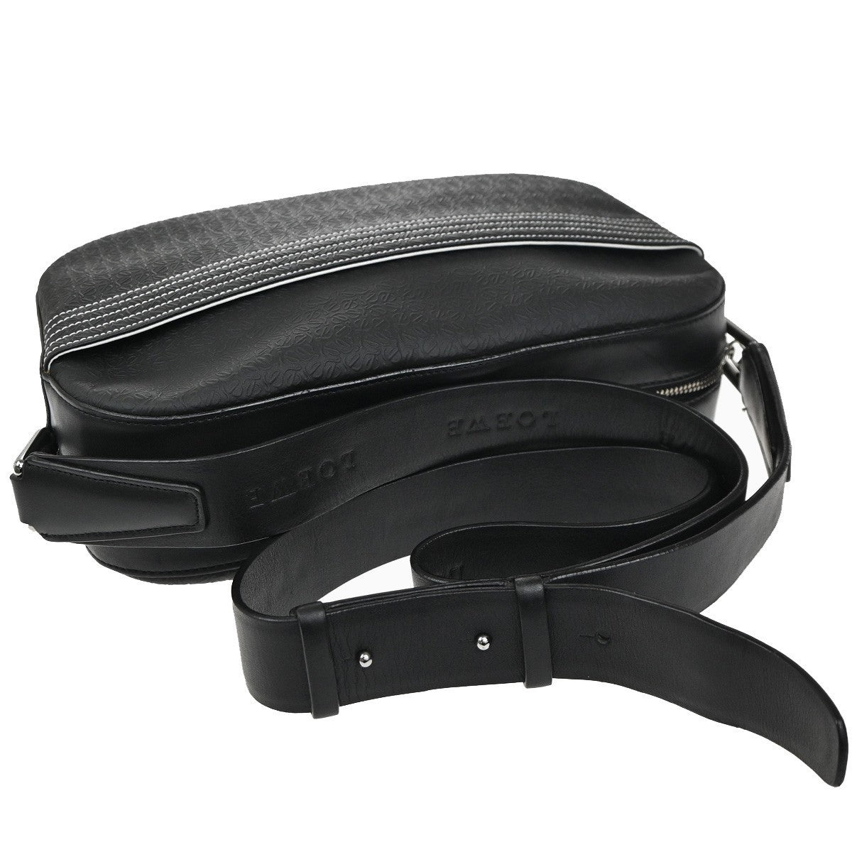 LOEWE Logo Repeat Anagram Crossbody Shoulder Bag PVC Leather Black 32EG246