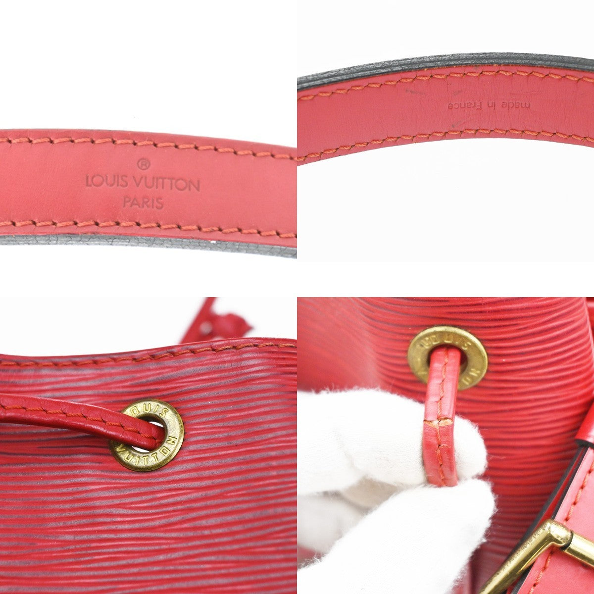 LOUIS VUITTON Petit Noe Drawstring Shoulder Bag Epi Leather Red M44107 82CA882