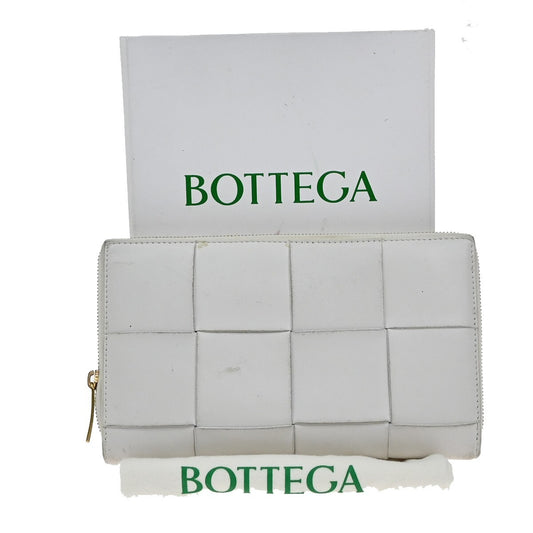 BOTTEGA VENETA Cassette Intrecciato long Wallet Purse Leather White 64EE516