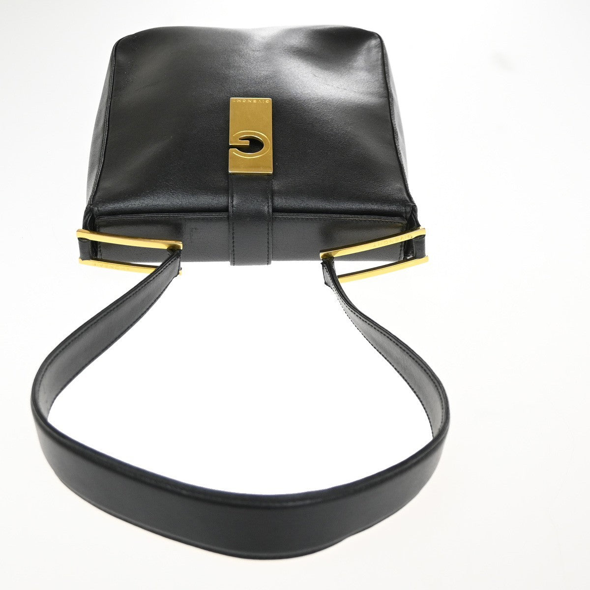 GIVENCHY Logo Shoulder Hand Bag Leather Black GHW Italy 07CA934