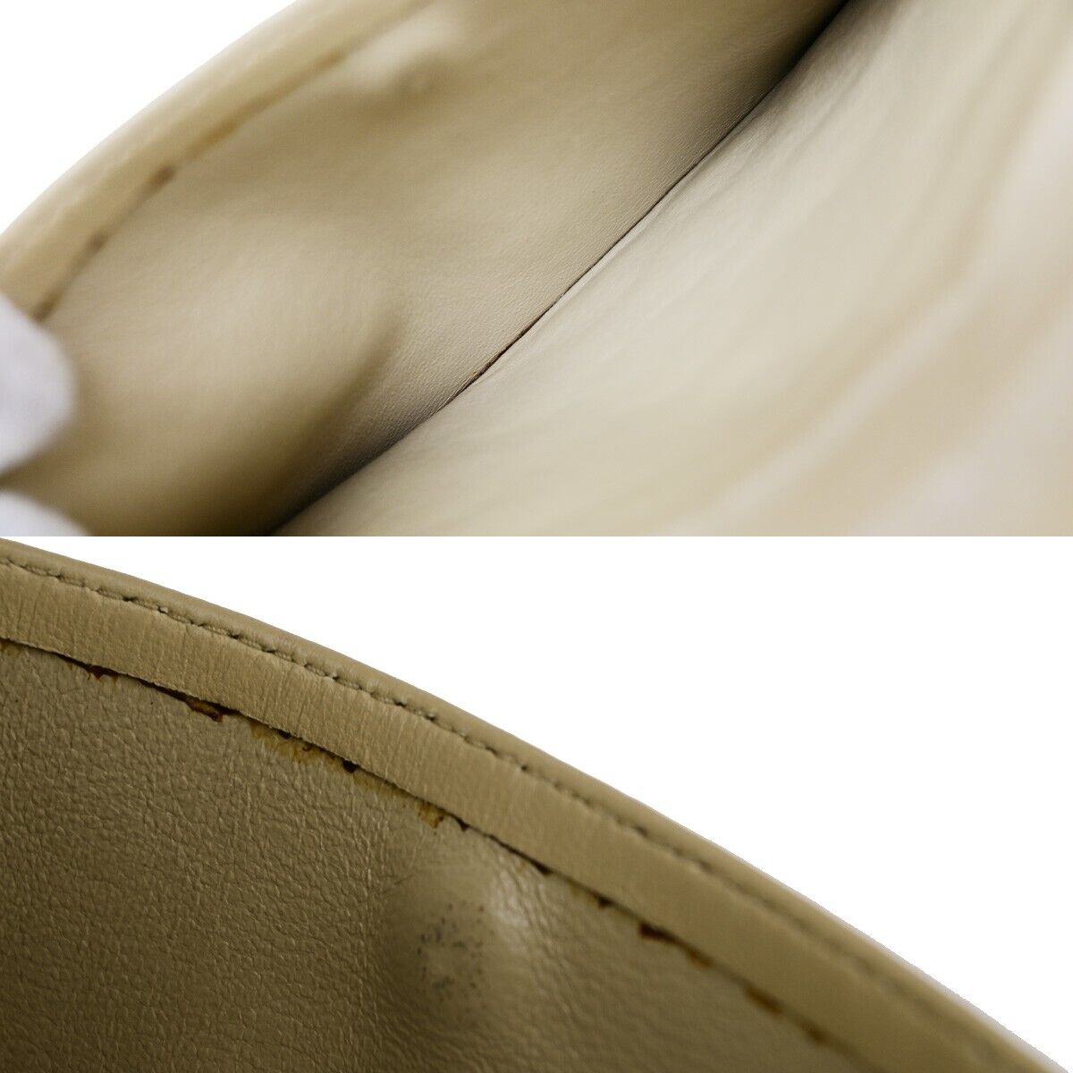 CHANEL CC Logo Matelasse Mini Pouch Wallet Coin Case Leather Beige Gold 66FA692