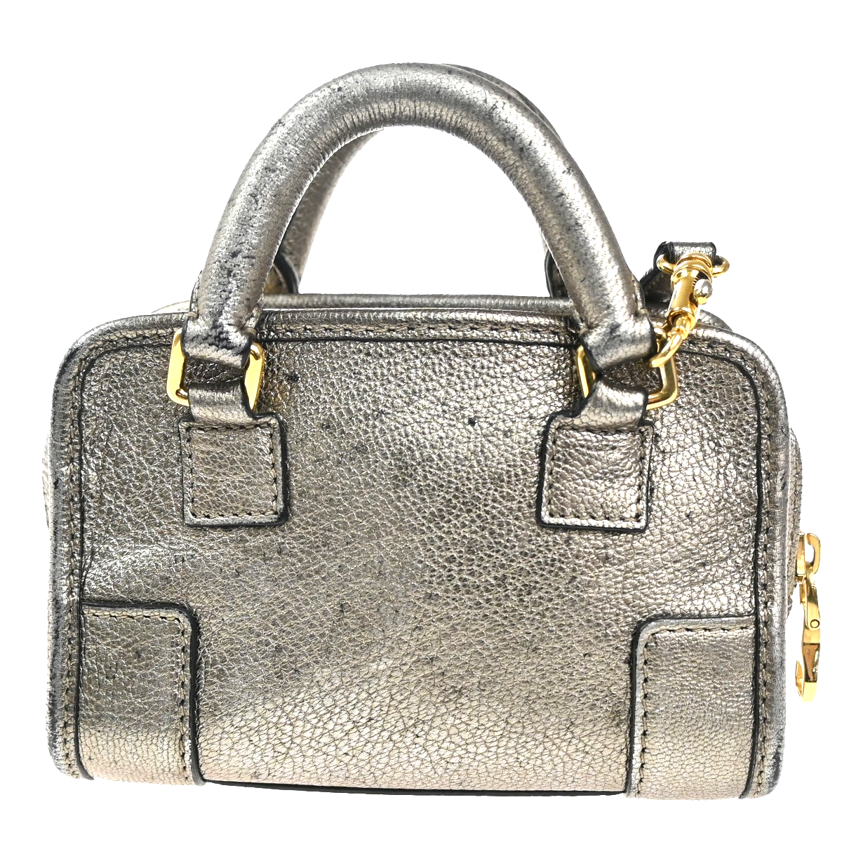 LOEWE Anagram Amazona Logo Mini Shoulder Hand Bag Leather Gray Gold GHW 87MA208