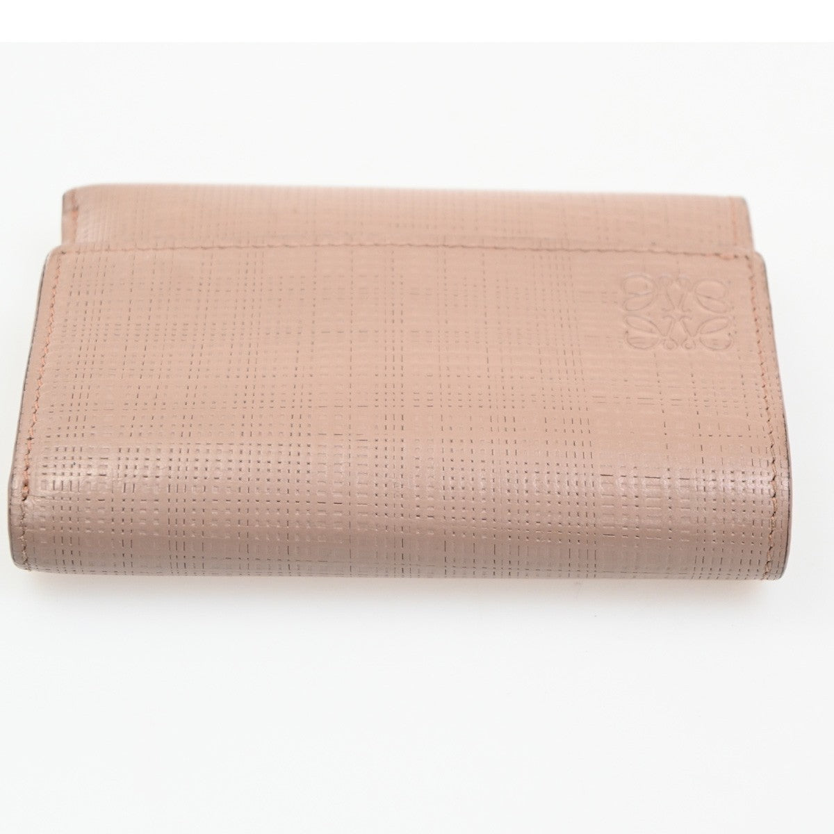 LOEWE Logo Anagram Trifold Wallet Purse Leather Pink Made In Spain 65CA567
