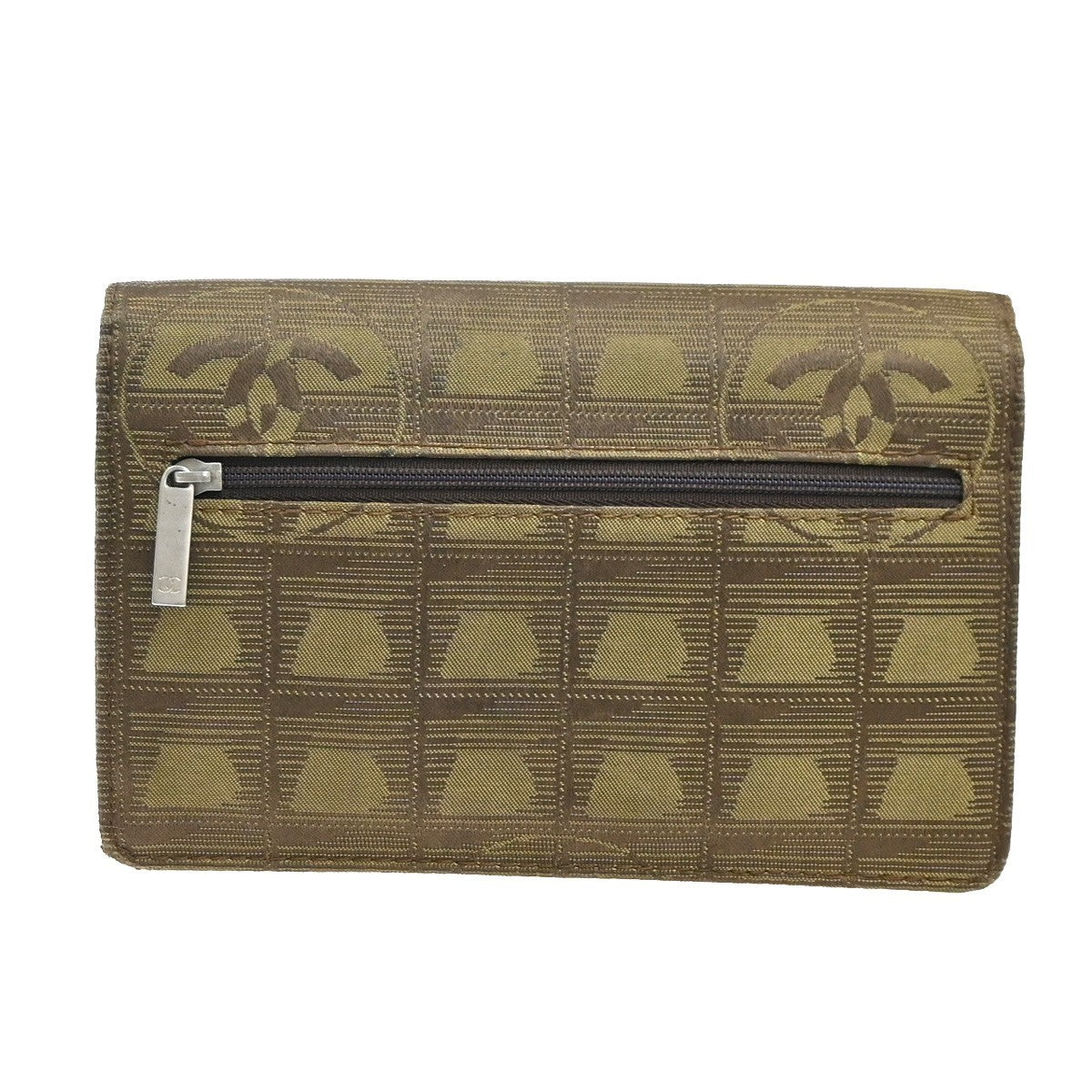 CHANEL New Travel Line Chain Shoulder Bag Wallet Canvas Leather GN Italy 95KC938