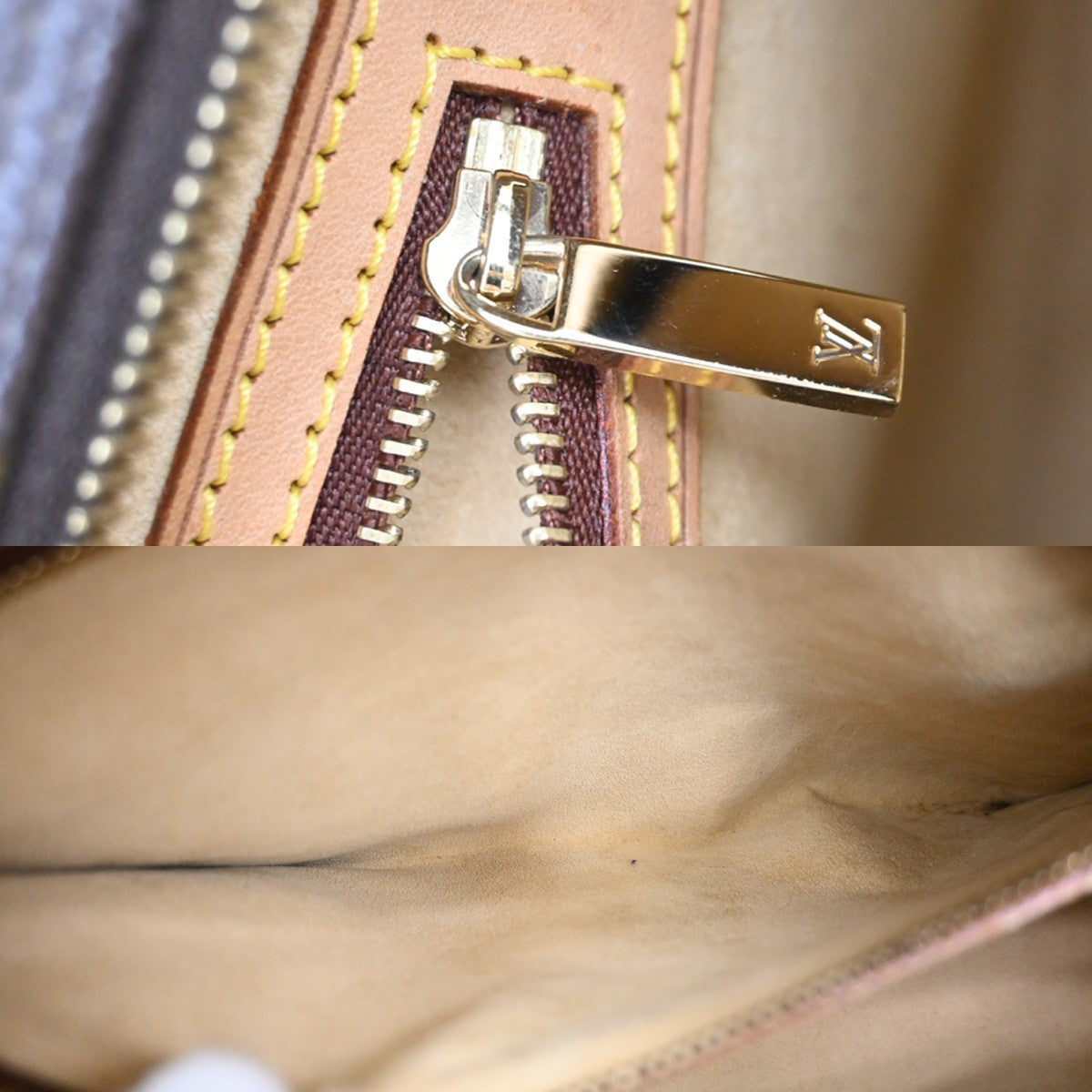 LOUIS VUITTON LV Logo Cite GM Shoulder Bag Monogram Leather Brown M51181 11AA077
