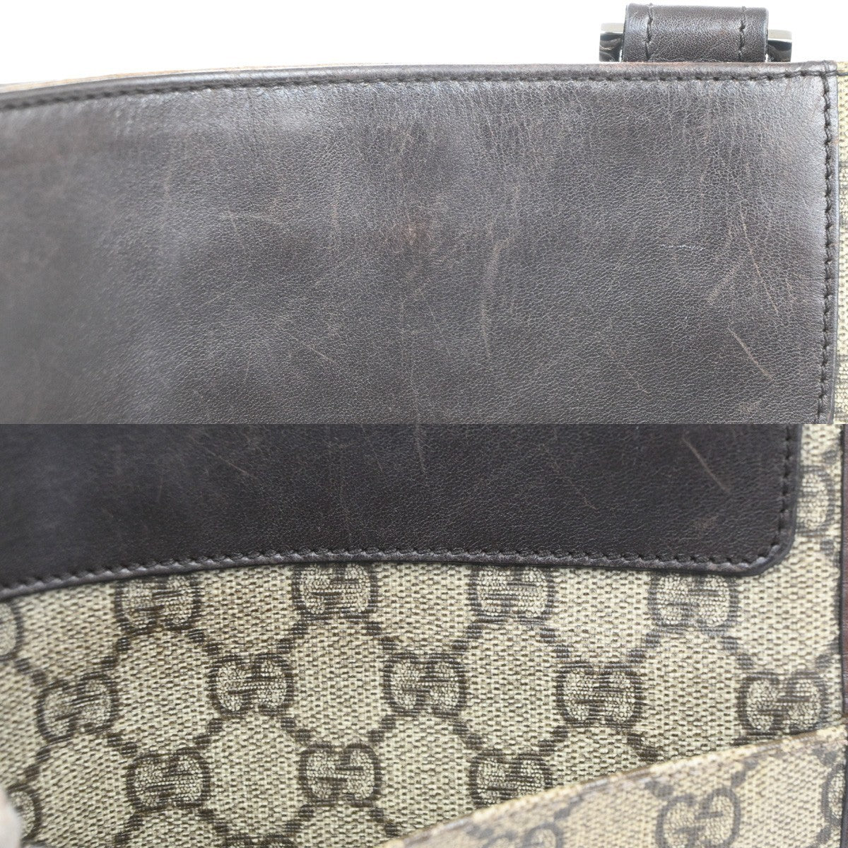 GUCCI Logo GG Pattern Shoulder Bag Supreme Leather Brown Beige Italy 69KC710
