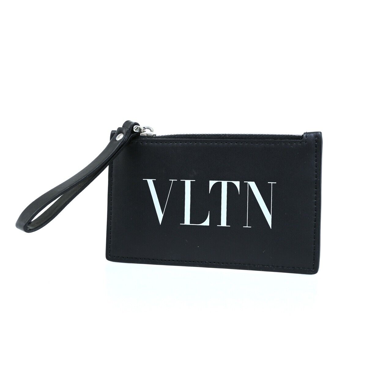 VALENTINO GARAVANI VLTN Logo Coin Wallet Card Holder Studs Leather Black 67YG964