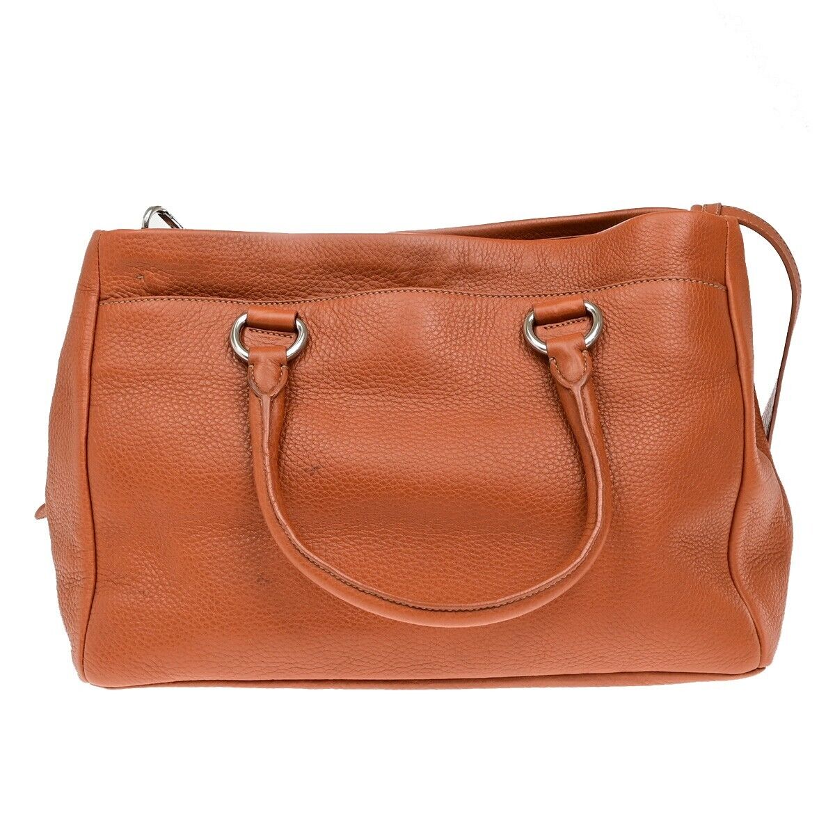 PRADA 2Way Shoulder Tote Bag Vitello Daino Leather Rame Orange BR4393 18ED877