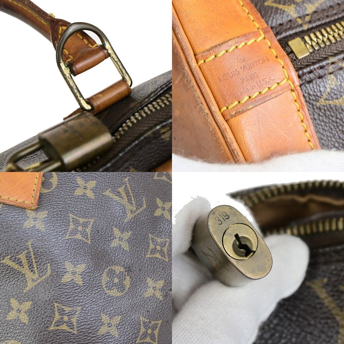 LOUIS VUITTON LV Logo Alma Hand Bag Monogram Leather Brown U.S.A. M51130 36FB182