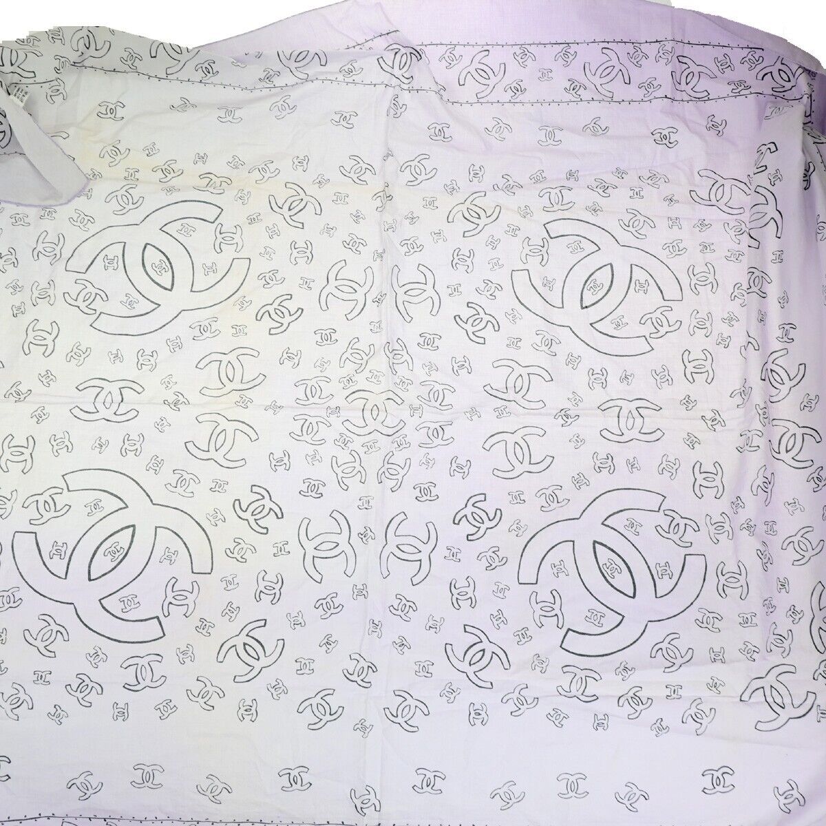 CHANEL CC Logo XL JUMBO Scarf Handkerchief 100% Cotton Purple Accessory 60EC969