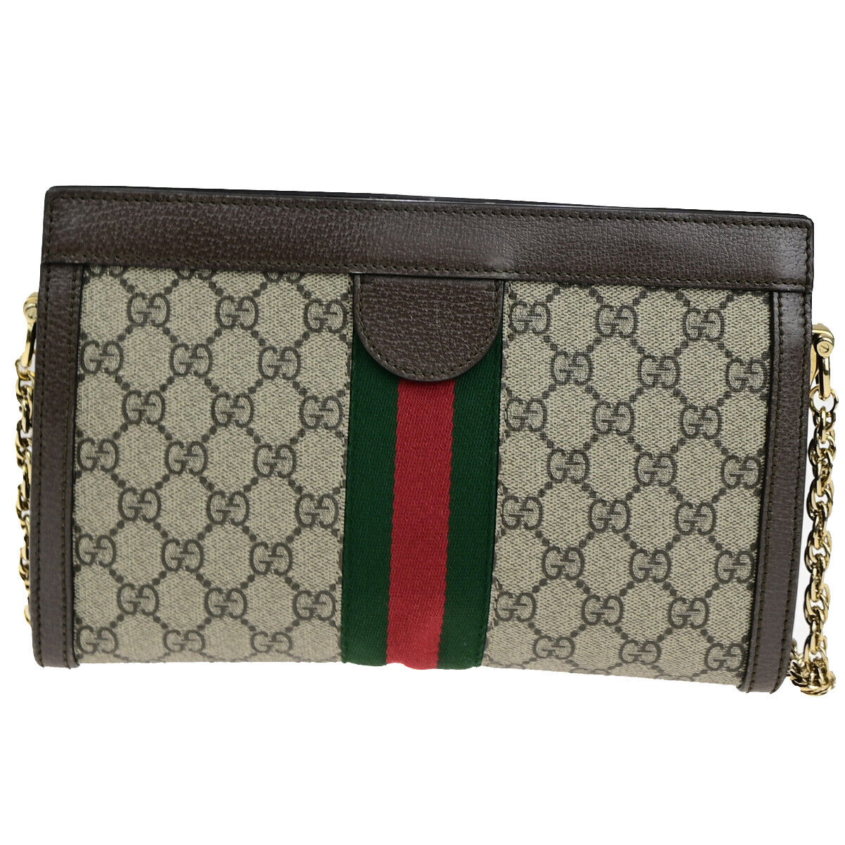 GUCCI Ophidia GG Small 2Way Chain Shoulder Bag Supreme Leather Brown 22YG619