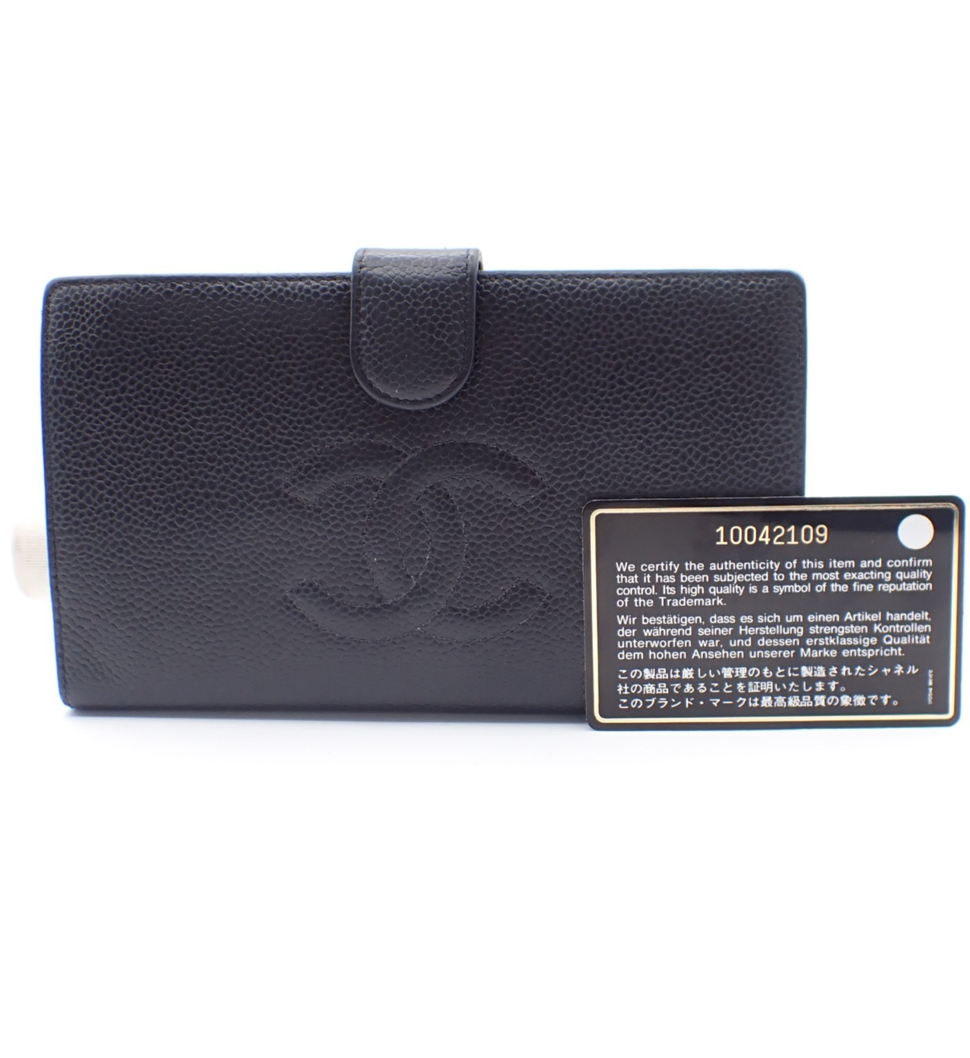 CHANEL CC Bifold Long Wallet  Grained Calfskin Leather BK GHW France 35RL721