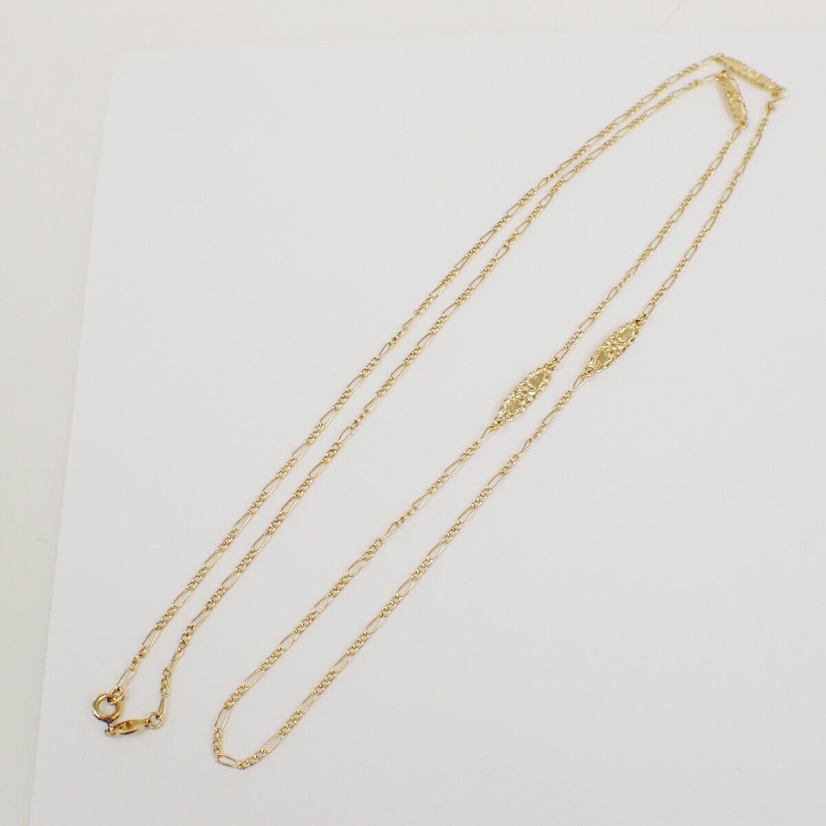CHRISTIAN DIOR Logo Flower Long Necklace Chain Gold Accessory 07FB360