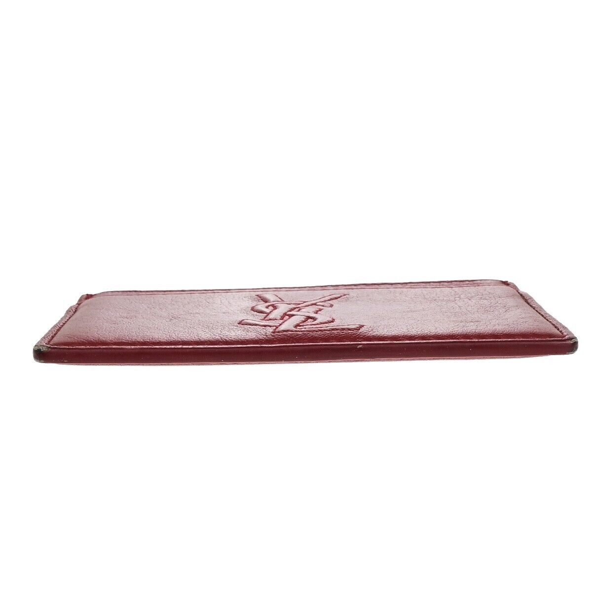 YVES SAINT LAURENT YSL Logo Card Case Wallet Leather Red Made in Italy 63EB822