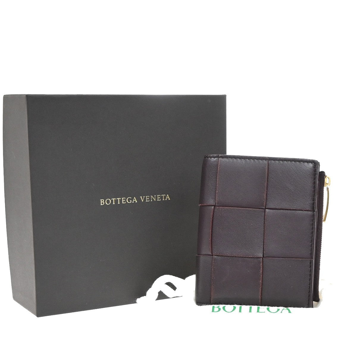 BOTTEGA VENETA Intrecciato Compact Bifold Wallet Leather Purple 39RF754