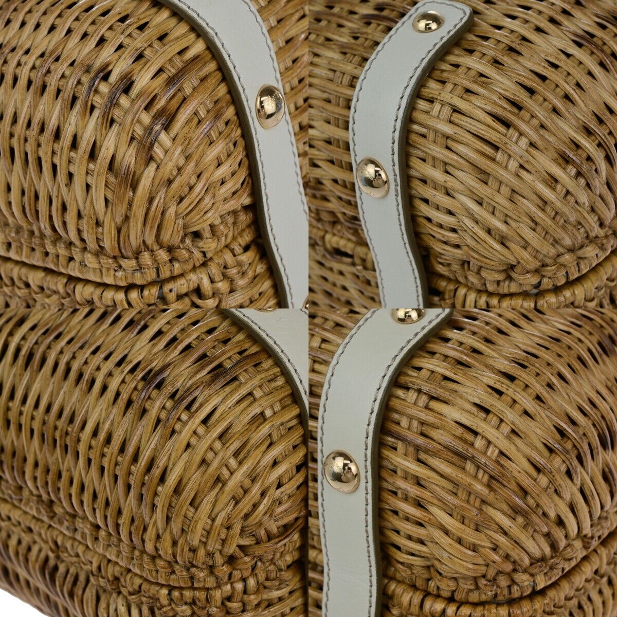 SALVATORE FERRAGAMO Basket Gancini 2Way Shoulder Bag Straw Leather BN WE 88EC604