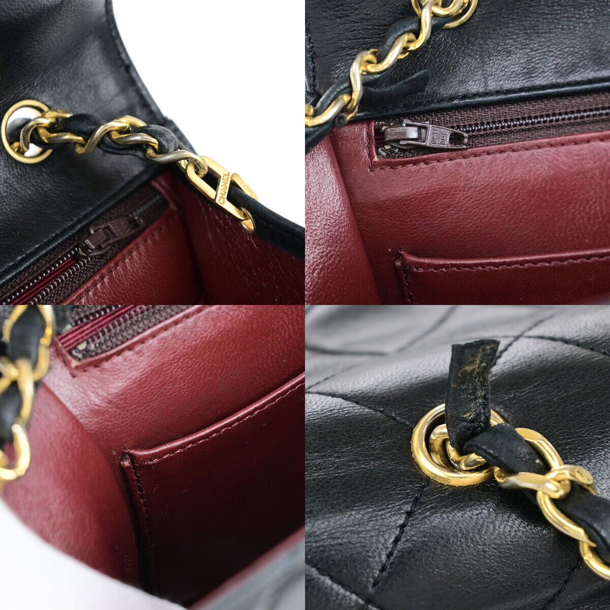 CHANEL CC Mini Matelasse Chain Shoulder Bag Leather Black GHW Vintage 641RK565
