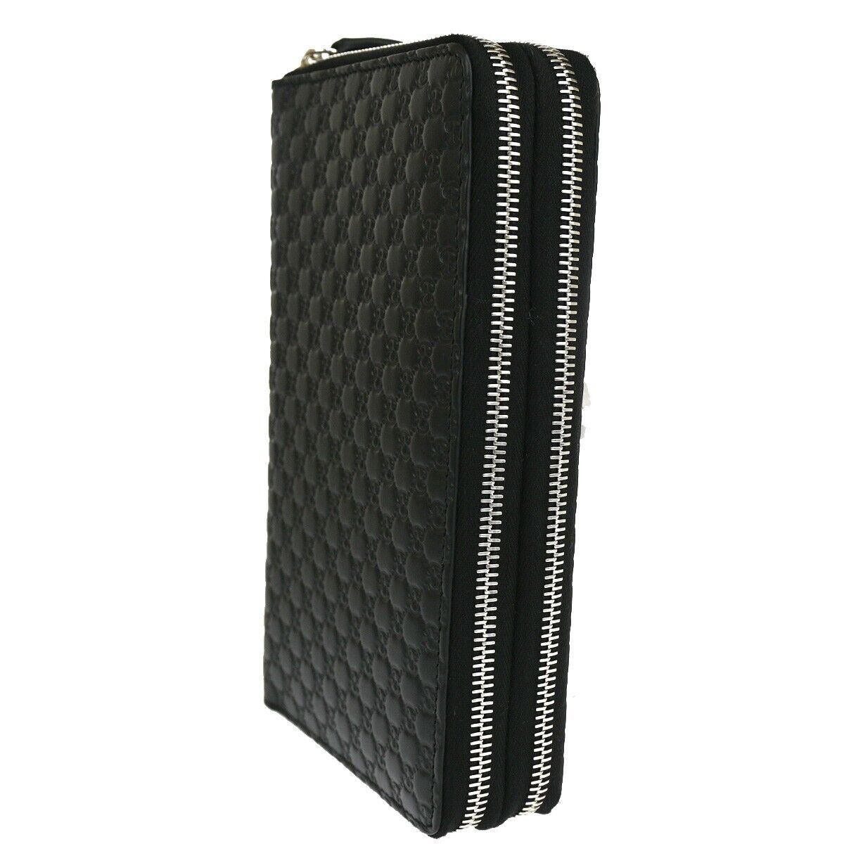 GUCCI Micro GG Guccissima Travel Case Wallet Leather Black SHW Italy 18YE185