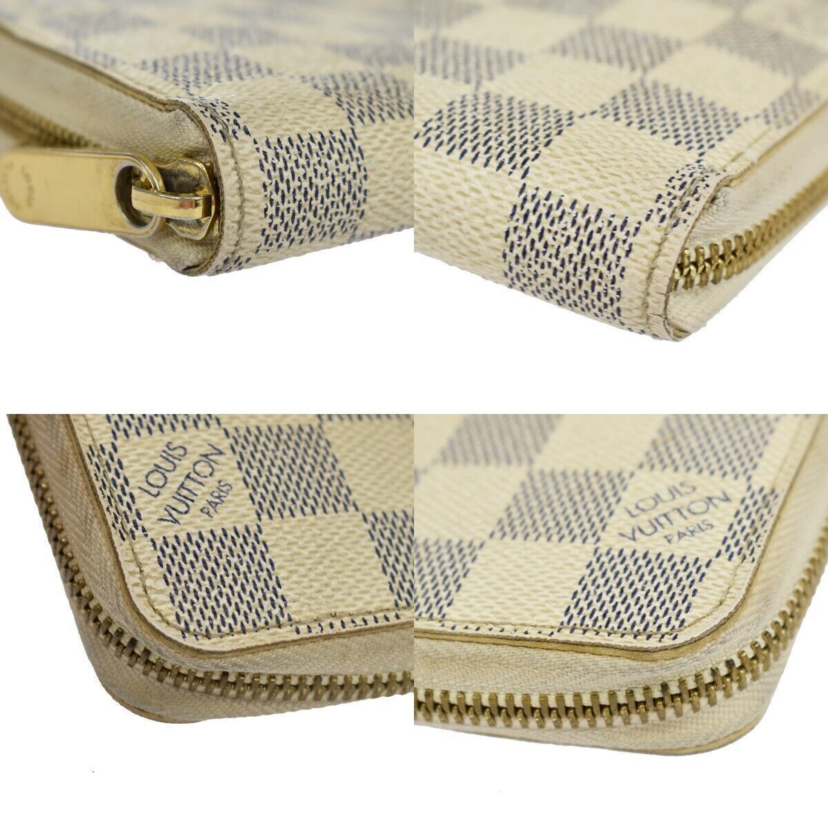 LOUIS VUITTON Zippy Wallet Long Bifold Damier Azur Leather WE N60019 30YC188