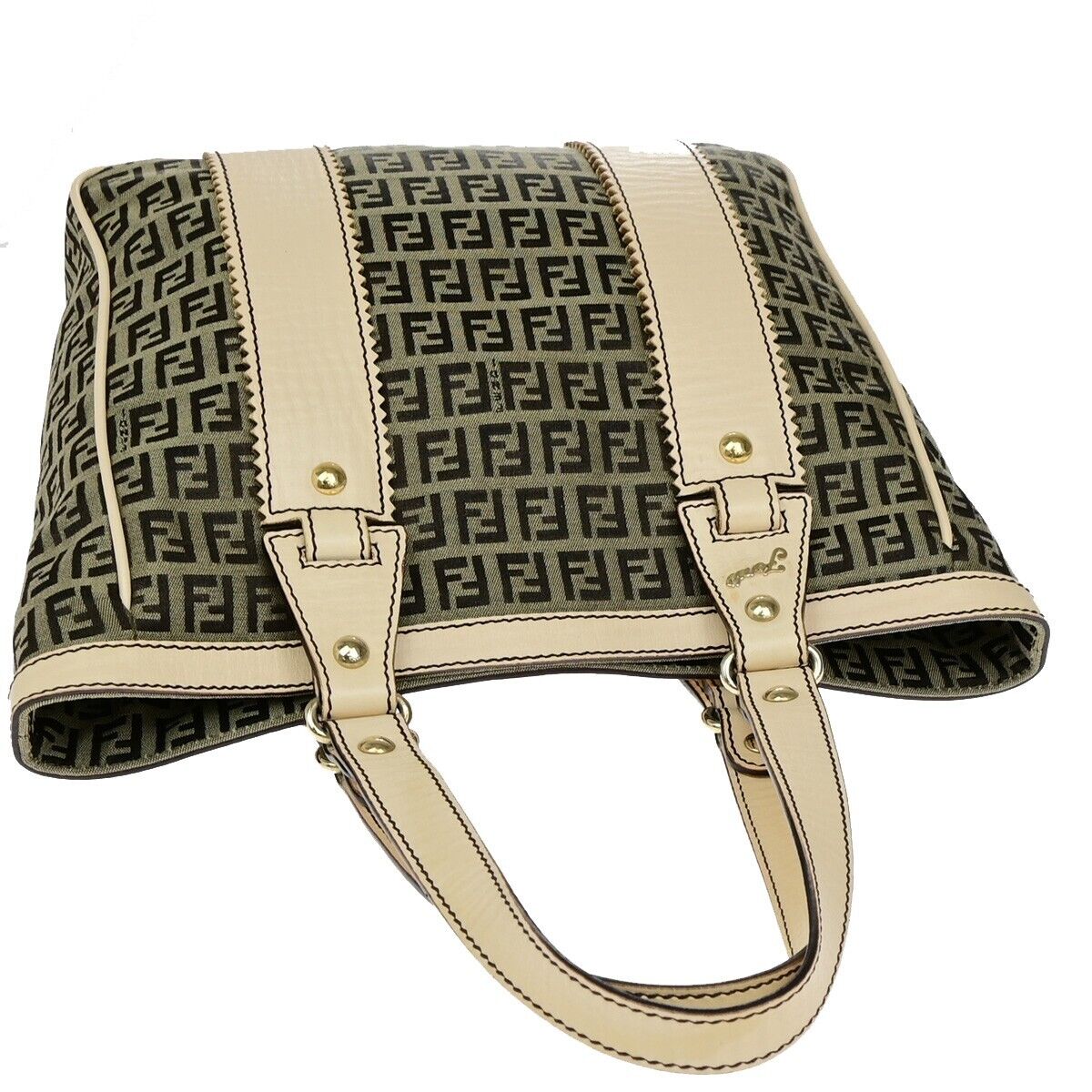 FENDI Zucca Zucchino Pattern Shoulder Tote Bag Canvas Leather Brown GHW 70YH015