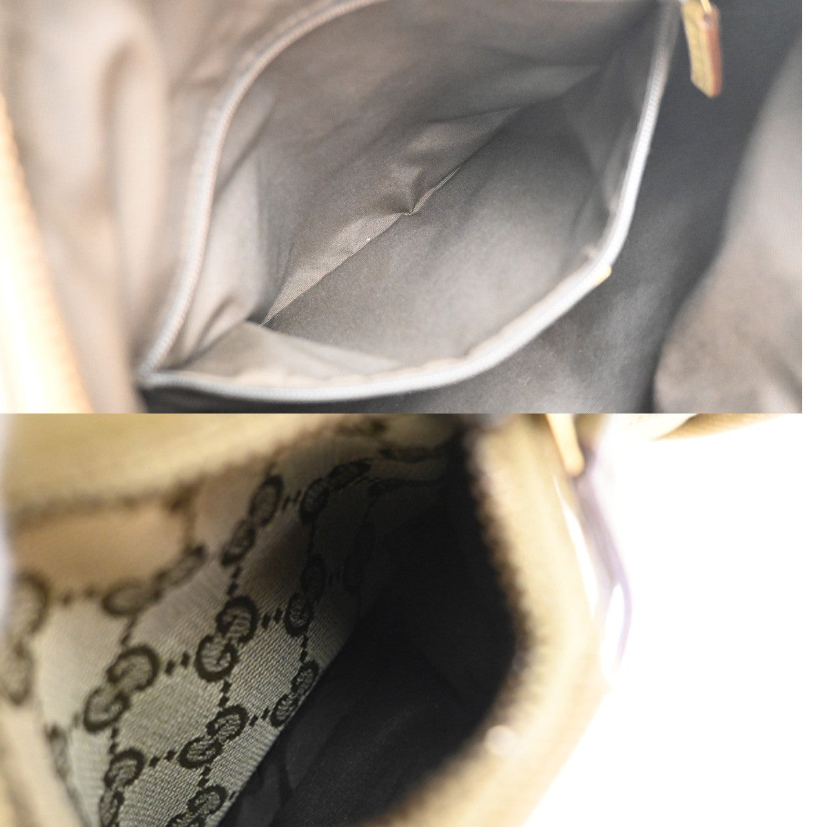 GUCCI Logo GG Pattern Shoulder Bag Canvas Leather Beige GHW Italy 34YJ134