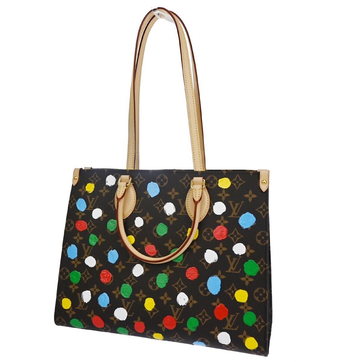 LOUIS VUITTON LV × YK OnTheGo MM Hand Bag Monogram 3D Dots Brown M46379...