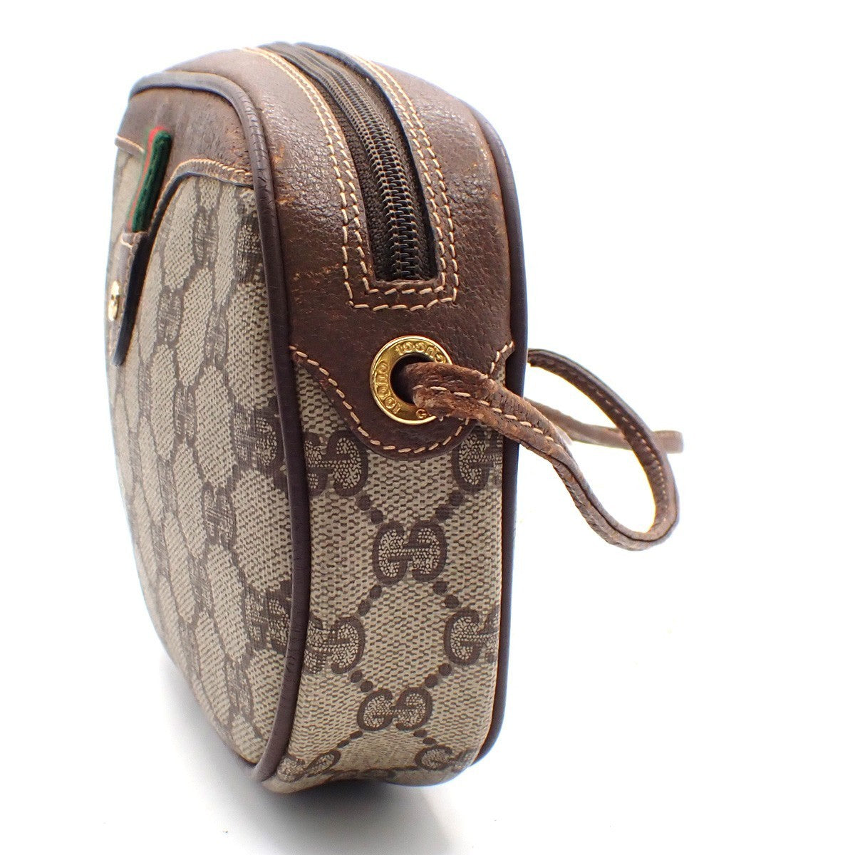 GUCCI GG Pattern Sherry Line Mini Shoulder Bag PVC Leather Beige Brown 32KC369