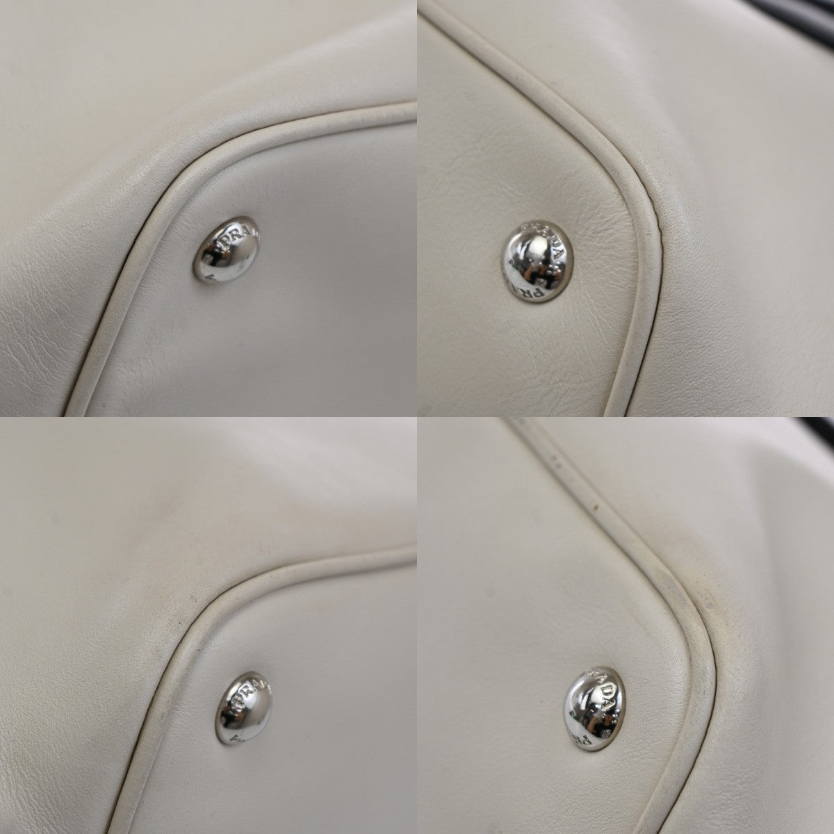 PRADA Logo Bicolor 2Way Shoulder Hand Bag Leather Black White Italy 34AA065