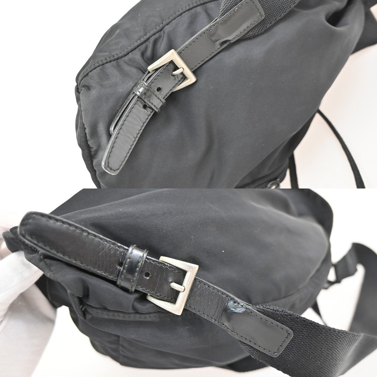 PRADA MILANO Logo Tessuto Strawing Backpack Nylon Leather BK SHW Italy 05CB002