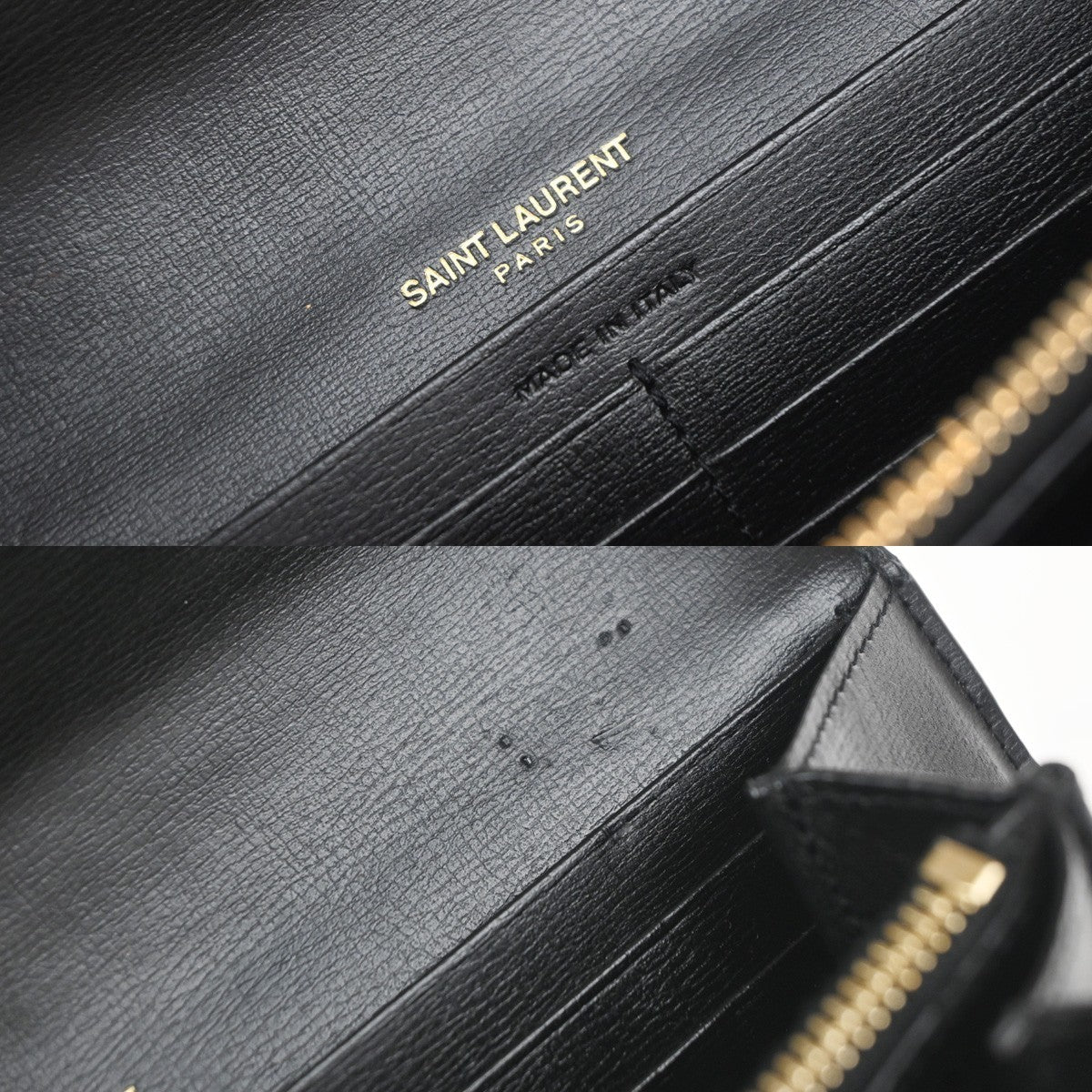 SAINT LAURENT YSL Logo Bifold Long Wallet Leather Black GHW Italy 68KP489